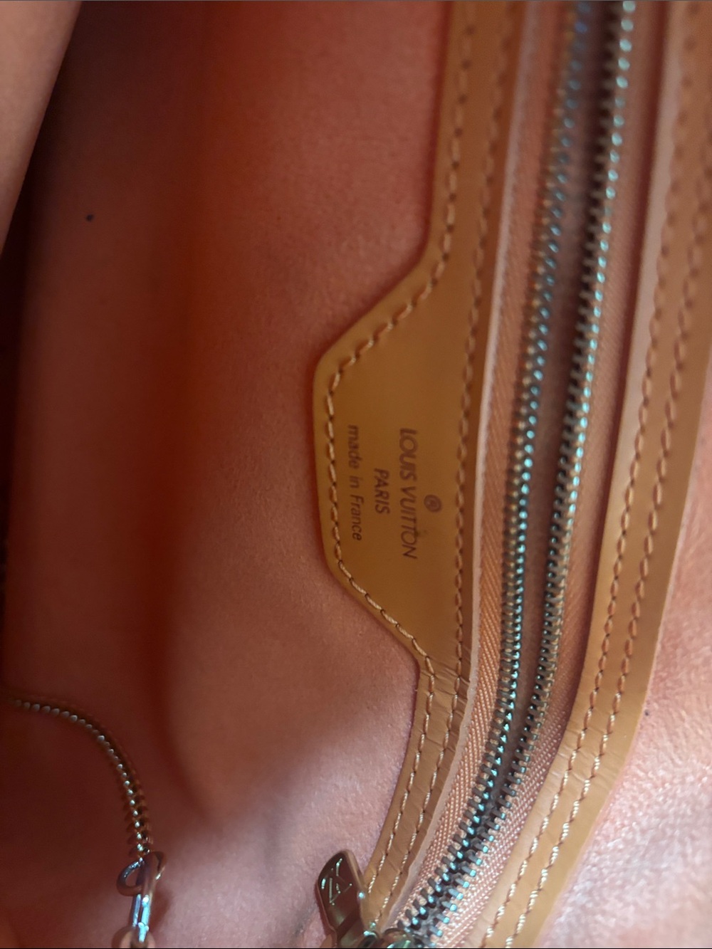 Louis Vuitton Orange Textured Leather Shoulder Tote - Picture 3 of 7